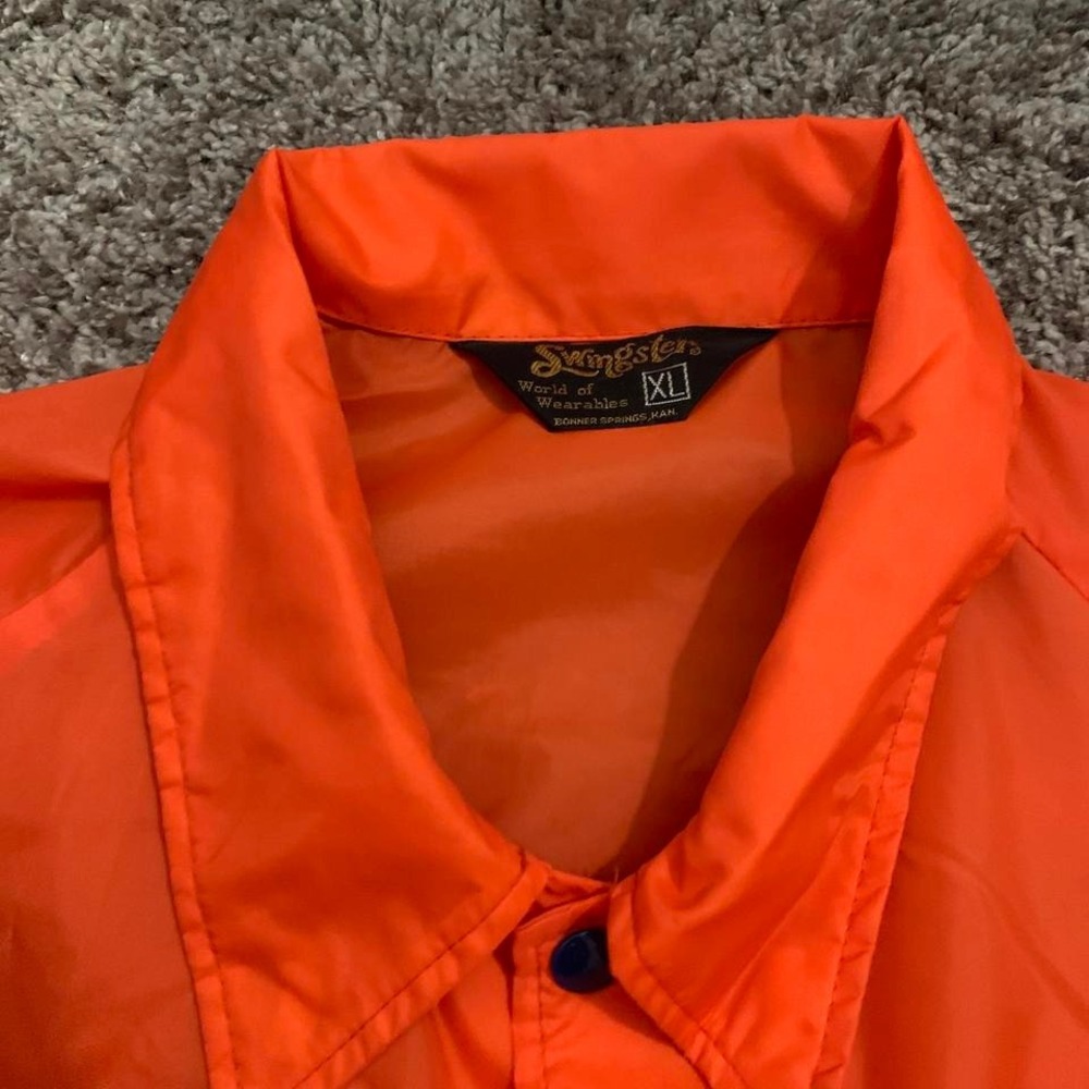 1970's vintage classic Orange Windbreaker Jacket with Graybar Eagle - Picture 2 of 5